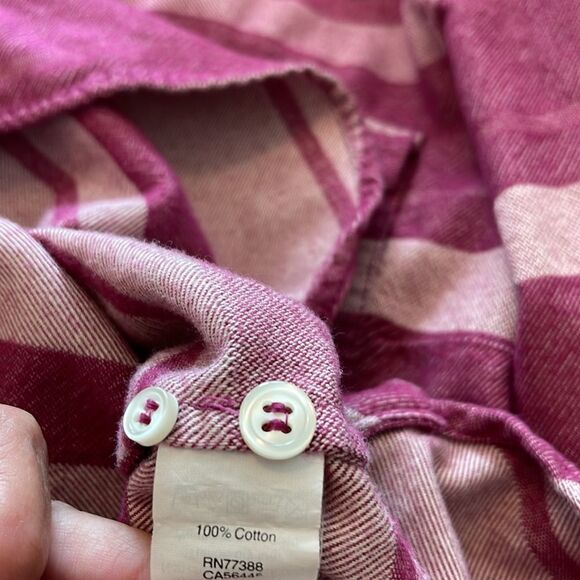 J.Crew Pink Striped Flannel Shirt Medium C8590 Button Down Top - Picture 3 of 3